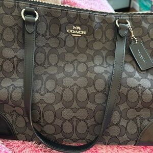 Coach Black and Gray Patterned Tote